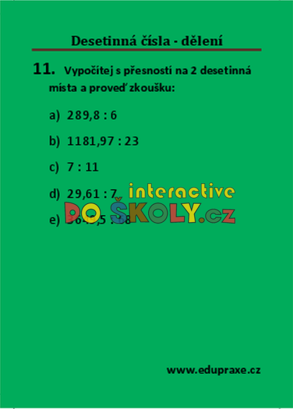 Desetinná čísla – dělení