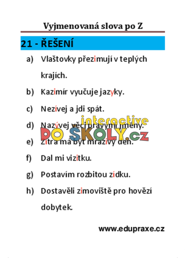 Vyjmenovaná slova po „Z“