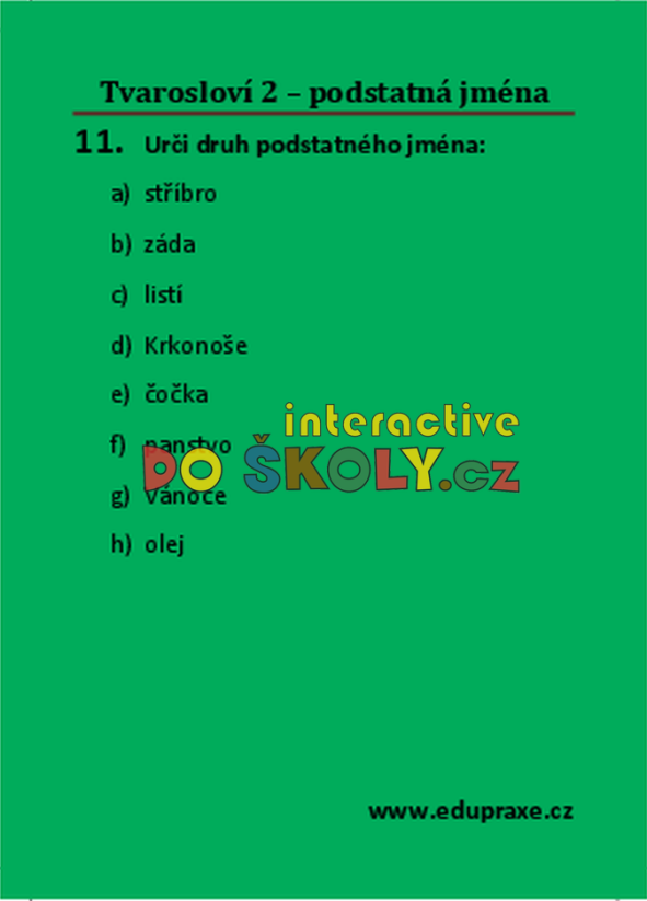 Tvarosloví 2 – podstatná jména
