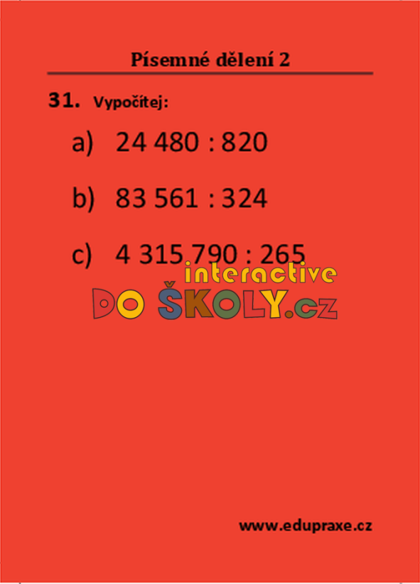 Písemné dělení 2 (4. + 5. ročník)