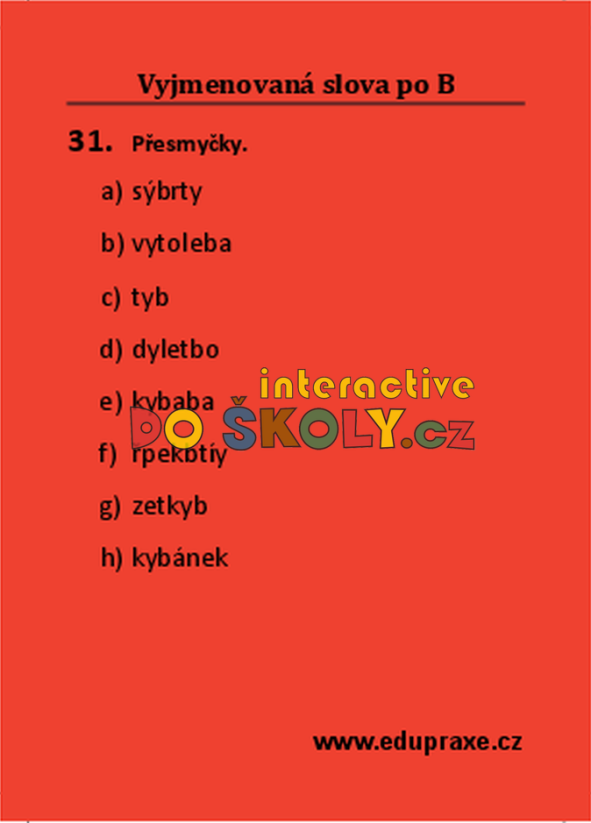 Vyjmenovaná slova po „B“