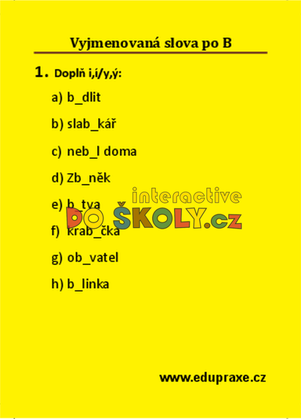 Vyjmenovaná slova po „B“