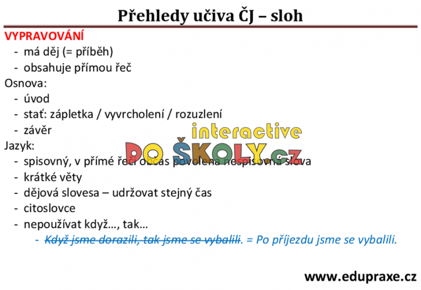Přehledy do českého jazyka - sloh