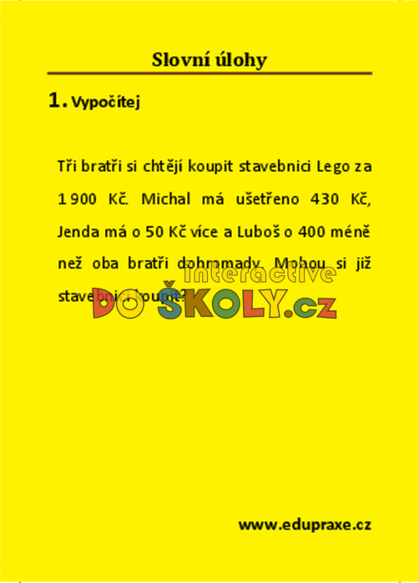 Slovní úlohy (5. ročník)