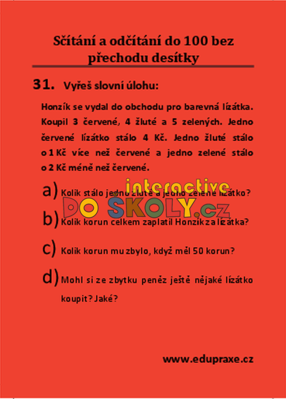 Sčítání s odčítání do 100 bez přechodu desítky