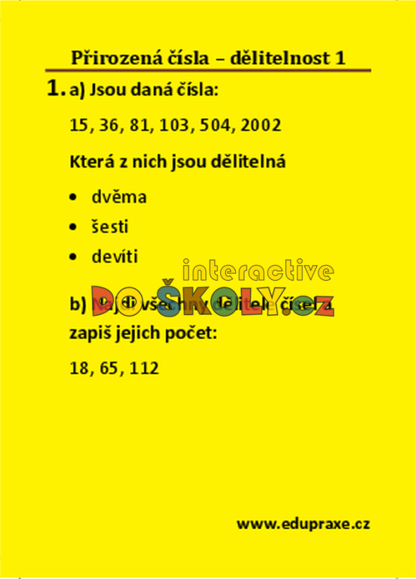 Přirozená čísla – dělitelnost 1