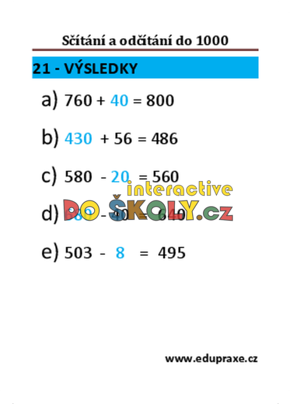Sčítání a odčítání do 1000