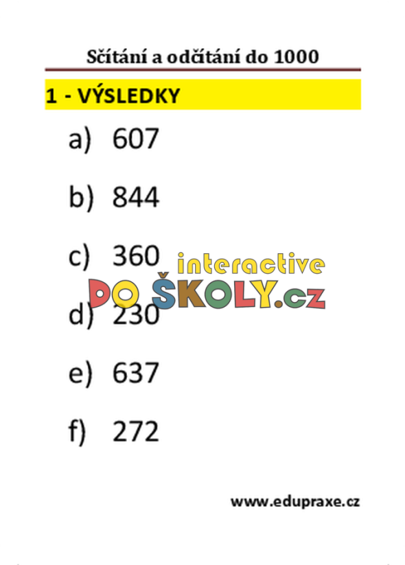 Sčítání a odčítání do 1000