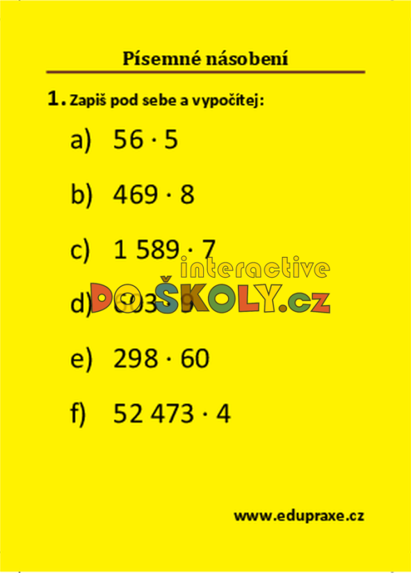 Písemné násobení