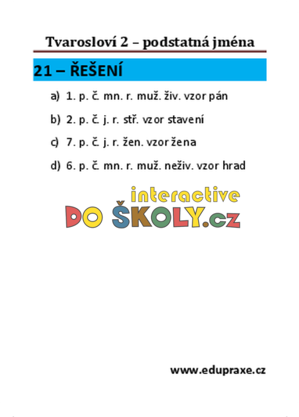 Tvarosloví 2 – podstatná jména