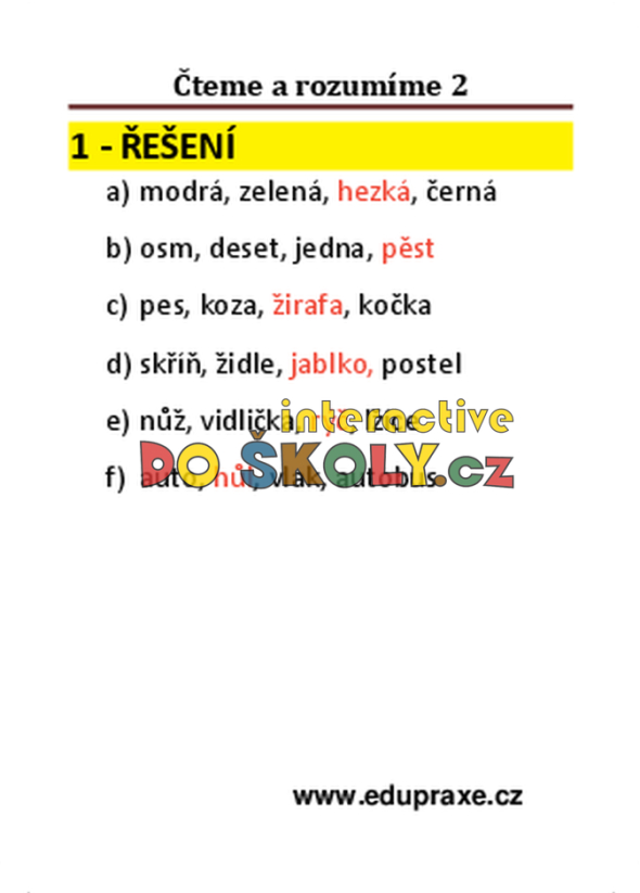 Čteme a rozumíme II (pro 1. + 2. ročník)