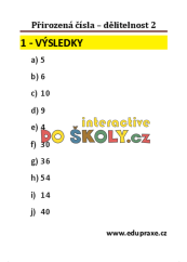 Přirozená čísla – dělitelnost 2