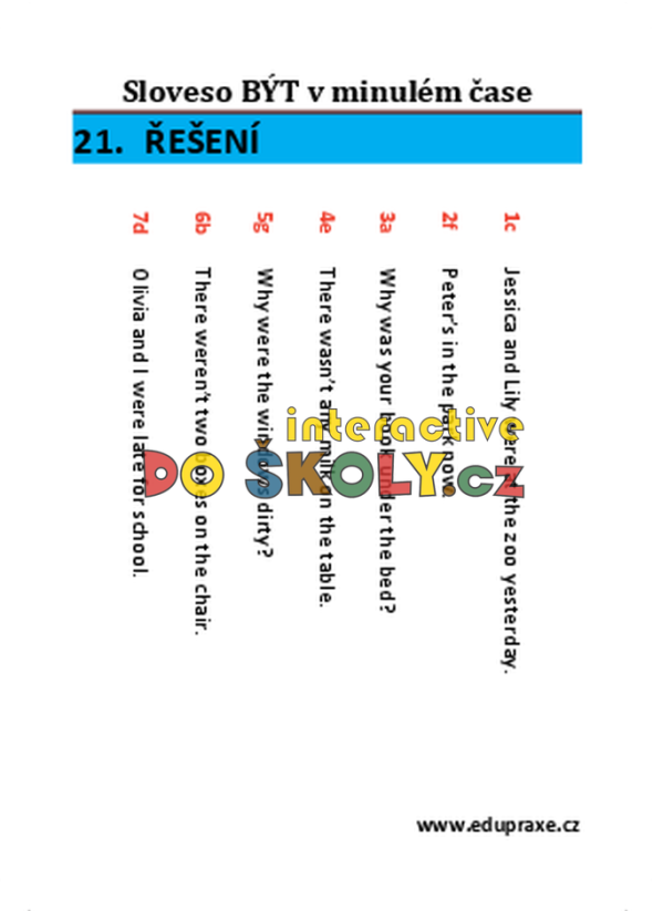 Sloveso BÝT v minulém čase (was, were)