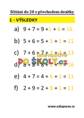 Sčítání do 20 s přechodem desítky