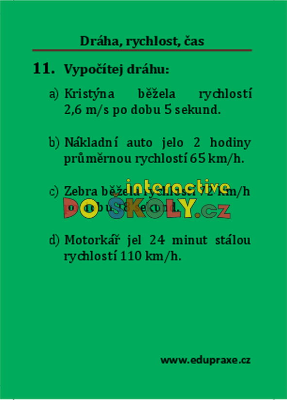 Dráha, rychlost, čas