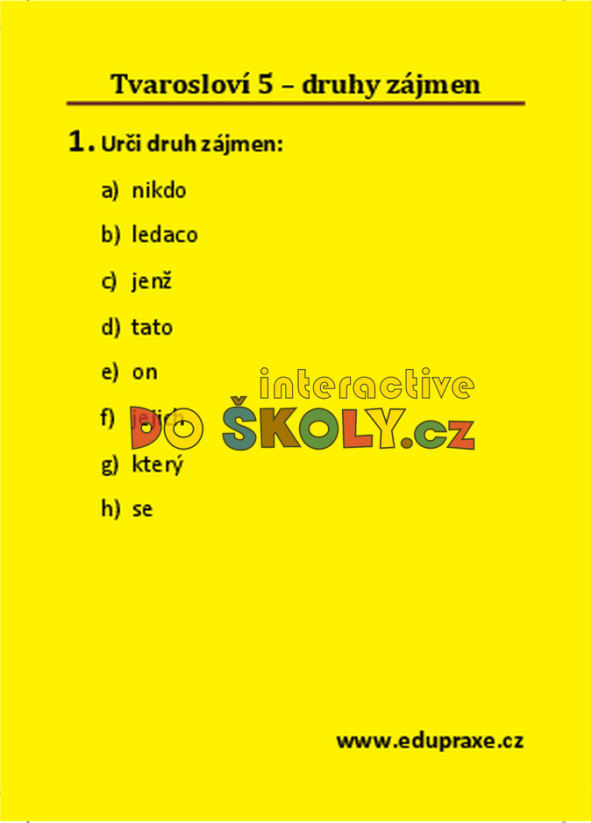 Tvarosloví 5 – druhy zájmen – NOVINKA