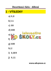 Desetinná čísla – dělení