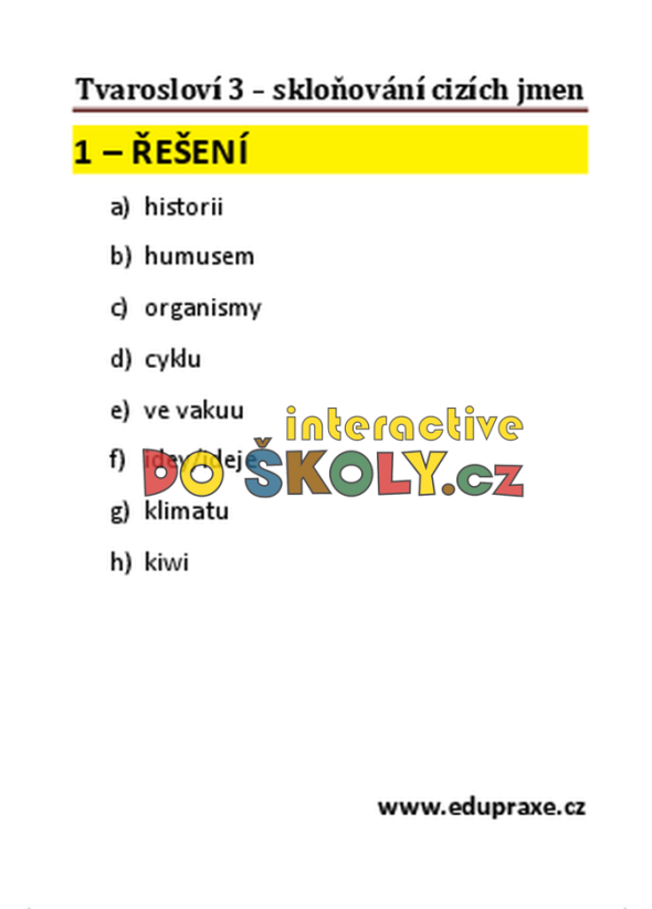 Tvarosloví 3 – skloňování cizích jmen