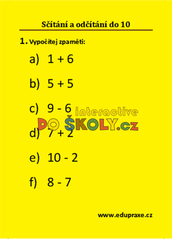 Sčítání a odčítání do 10