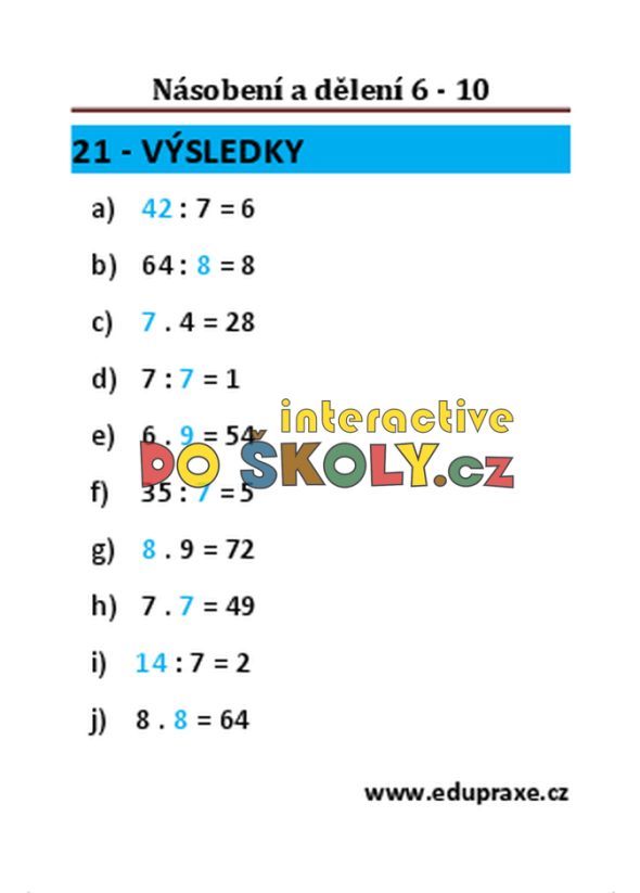 Násobení a dělení 6 - 10