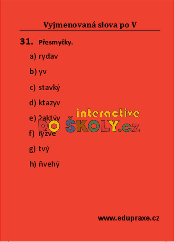 Vyjmenovaná slova po „V“