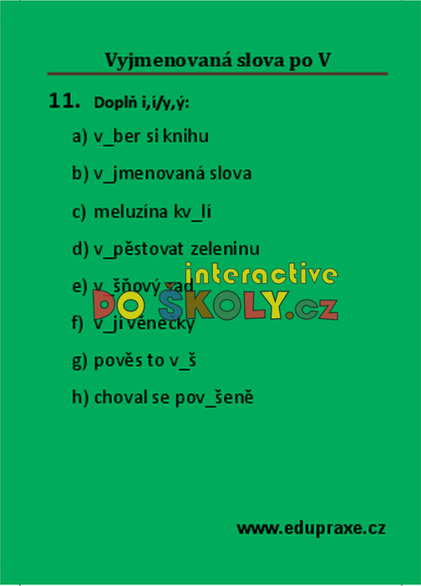 Vyjmenovaná slova po „V“