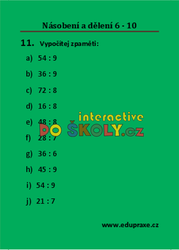 Násobení a dělení 6 - 10