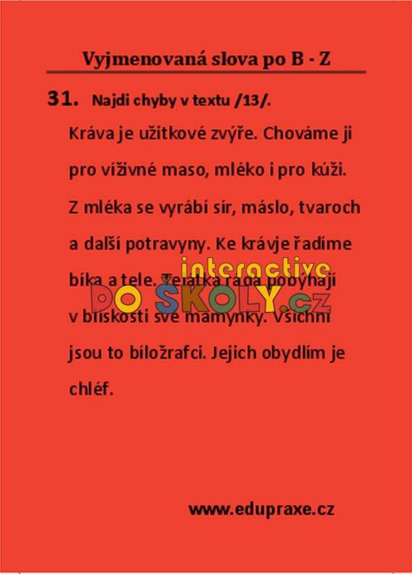 Vyjmenovaná slova po „B - Z“