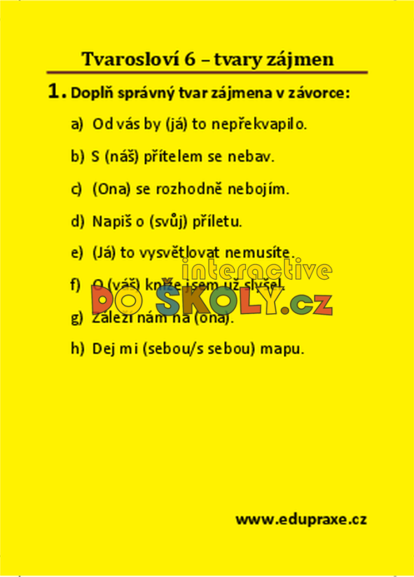 Tvarosloví 6 – tvary zájmen