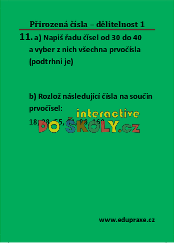 Přirozená čísla – dělitelnost 1