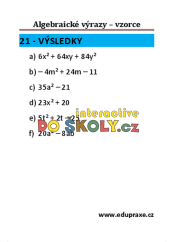 Algebraické výrazy – vzorce