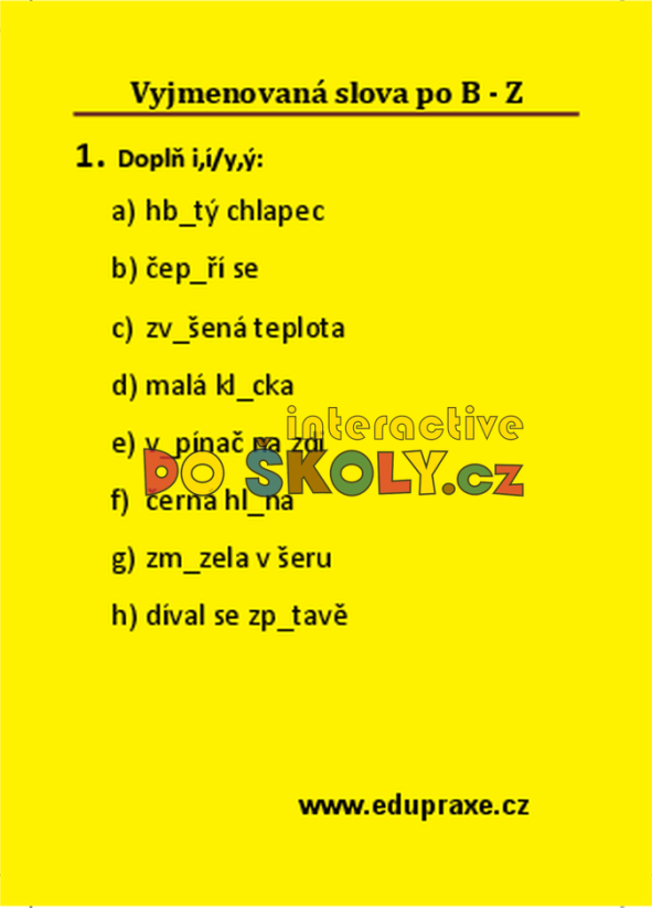 Vyjmenovaná slova po „B - Z“