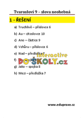 Tvarosloví 9 – slova neohebná