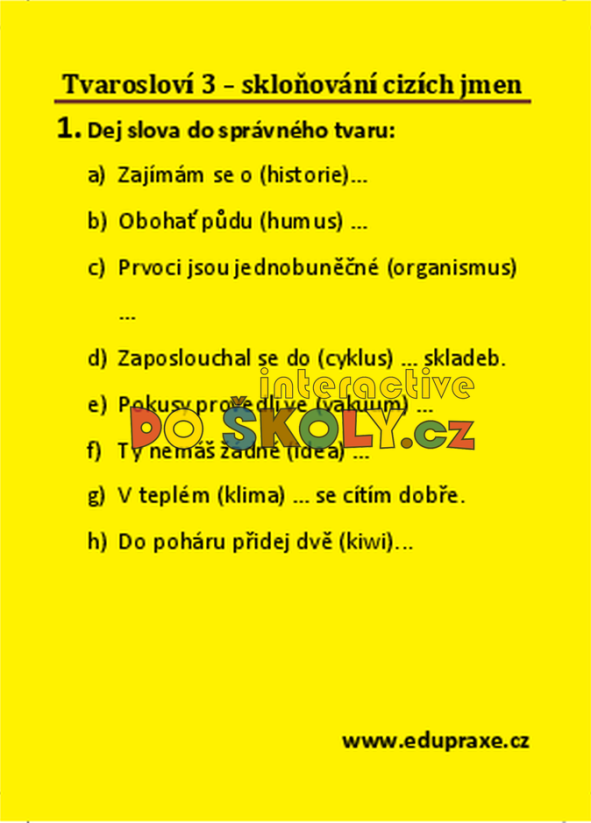 Tvarosloví 3 – skloňování cizích jmen