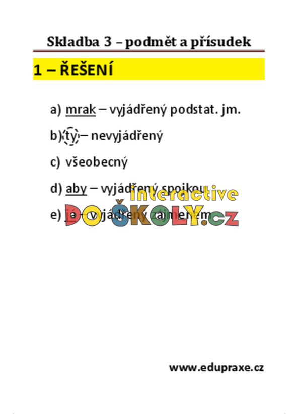 Skladba 3 – podmět a přísudek
