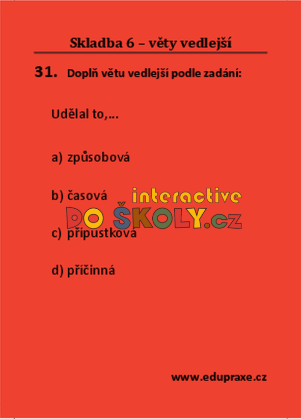 Skladba 6 – věty vedlejší