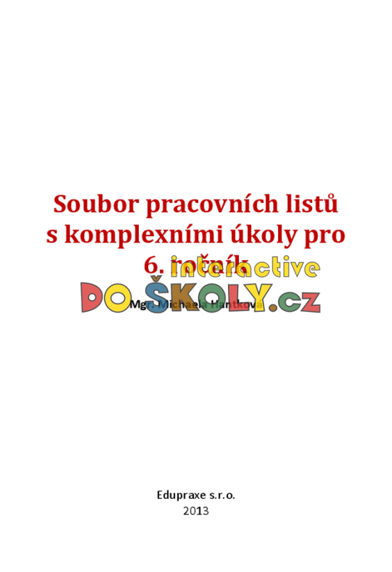 Soubor pracovních listů s komplexními úkoly pro 6. ročník