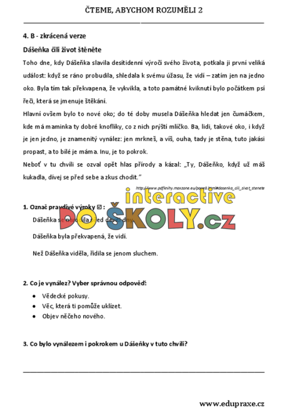 Čteme, abychom rozuměli 2 – diferencované PL pro rozvoj ČG (3. - 4. ročník)