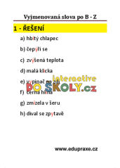 Vyjmenovaná slova po „B - Z“