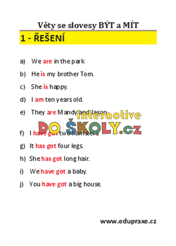 Věty se slovesy BÝT a MÍT