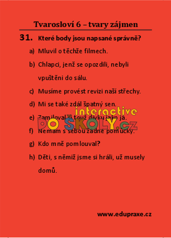Tvarosloví 6 – tvary zájmen