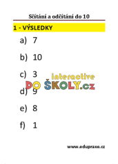Sčítání a odčítání do 10