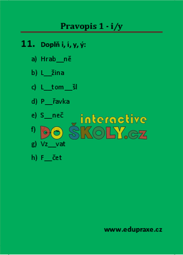 Pravopis 1 – i/y