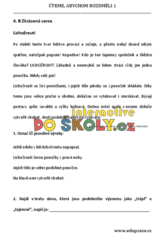 Čteme, abychom rozuměli 1 – diferencované PL pro rozvoj ČG (2. - 3. ročník)