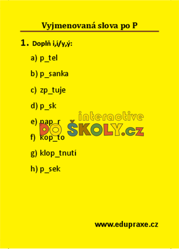 Vyjmenovaná slova po „P“