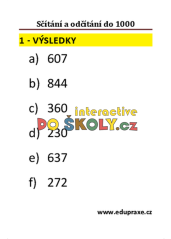 Sčítání a odčítání do 1000