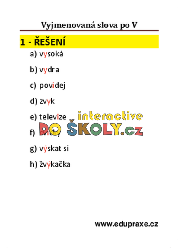 Vyjmenovaná slova po „V“