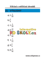 Zlomky – sčítání a odčítání