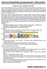 Soubor pracovních listů zaměřených na rozvoj čtenářské gramotnosti v literatuře
