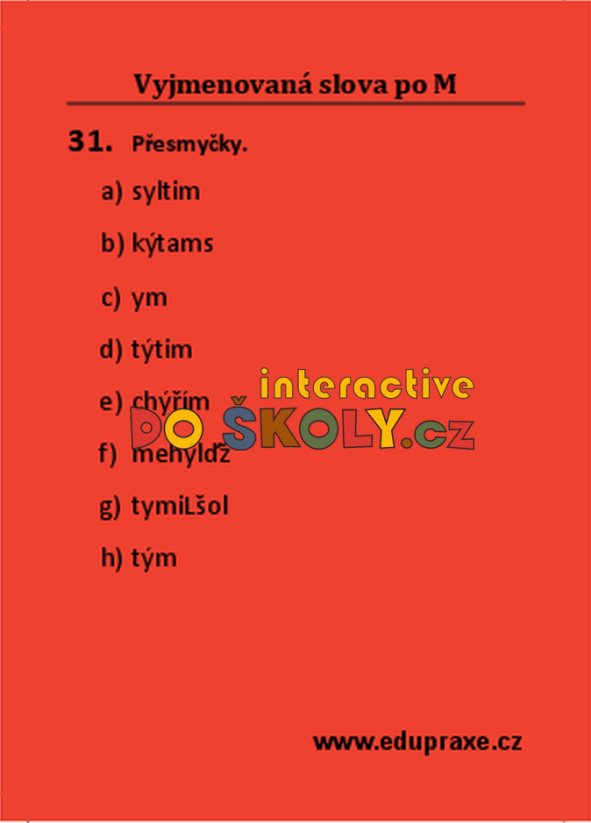 Vyjmenovaná slova po „M“